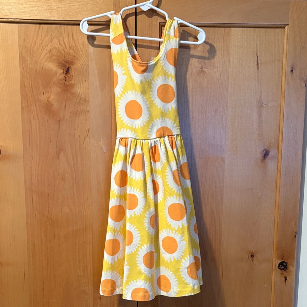 Hanna Andersson Sunflower Print Yellow Kids Dress size five (nwot)